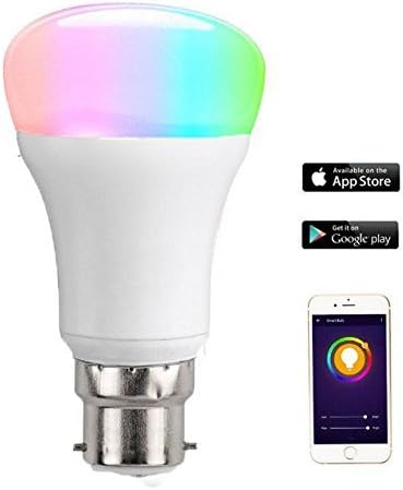 Wi-Fi Smart LED Light Bulb (B22) bulb, Dimmable, Multicolour (7W RGB), No Hub Required, Controlled by Smartphone, works with Alexa and the Google Assistant (Energy Class A+)