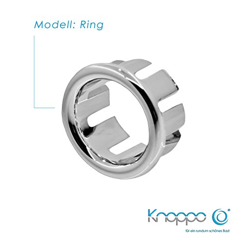 KNOPPO® Waschbecken Überlauf Abdeckung, Überlaufblende - Ring (in 6 verschiedene Design-Modelle) chrom