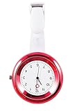Ellemka JCM-2103 Schwesternuhr Ansteckuhr FOB elegante-e medizinisch-e Kittel-Uhr Analog funktional Krankenhaus Pflege-r Krankenschwester Quarz Clip Fashion Farbe Red Rot