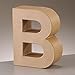 3D Letter "B" Paper Mache Signs Buff Papp Art Freestanding 17.5cm x 5.5cm (Letter B)
