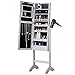 Beautify Floor Standing Make Up and Jewellery Organiser Cabinet with Mirror & LED Lights - Grey
