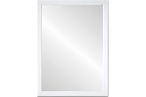 LOLAhome - Espejo Decorativo de Pared con Marco Blanco de plástico para recibidor o Entrada de casa de 76x56 cm