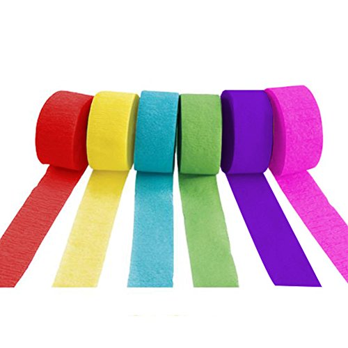 Ailiebhaus 6 Kreppbänder 10 m x 5 cm farbig sortiert Party Picknick, Papier