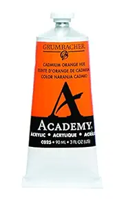 Grumbacher Academy Acrylic Paint 90ml 3 oz Metal Tube Cadmium Orange Hue
