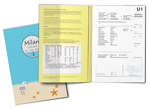 U-Heft Hülle SET Möwe Leuchtturm Untersuchungsheft Hülle & Impfpasshülle personalisierbar mit Namen & Geburtsdatum - 3