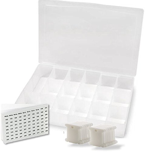 Venta. bordado Floss organizador caja - 17 compartimentos con 100 rígida de plástico hilo bobinas y 640 Floss número pegatinas.