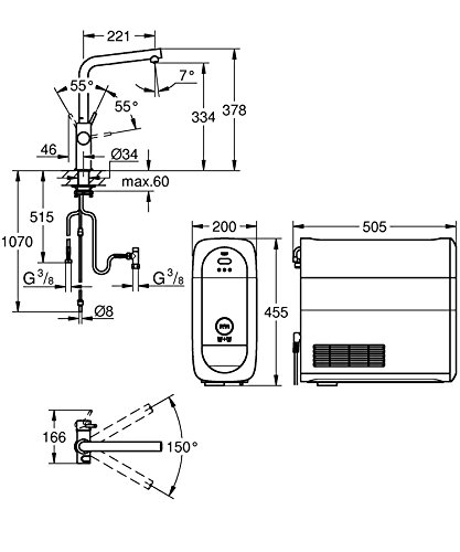 Grohe Blue Home Duo – 2-in-1 Trinkwassersystem und Küchenarmatur (gekühlt, gefiltert, mit Kohlensäure, L-Auslauf) 31454000 - 2