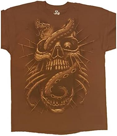 Gothic Horror T Shirt Snake Eye Skull Liquid Blue Mens Brown XL