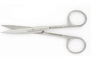 GIMA Forbici Chirurgiche Rette, Punte Acute, Misura 14.5 cm, in Grigio (Acciaio) Inox