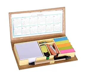 Shopaholic Eco-Friendly Stationary Set with Paper Clips, Stapler, Sticky Notes, Calendar, Pen (Design 1-Memo Pads)