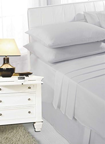 Finlays Fashions Easy Care Polycotton Sheet Set, Fitted Flat Sheets Pillowcase Set Single Double King Superking Size 20 Colours (Superking, Silver)