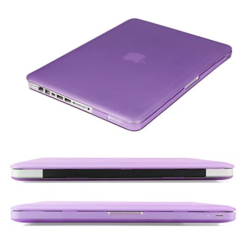 i-Buy Matte Gummierte Harte Schutzhülle Hülle für Apple Macbook Pro 13.3 Zoll mit DVD-Treiber + Schutzfolie + Silikon Tastaturschutz + Anti-Staub-Stecker – Lila - 4