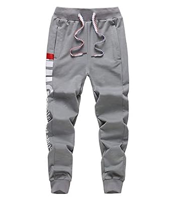 LAUSONS Pantalons de Sport Garçon - Pantalon de Survêtement Élastique Cheville - Bas de Jogging Enfant - Gris - Taille 150/10-11 Ans