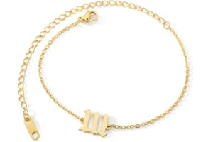 HIJONES Damen Edelstahl Engel Zahl Knöchel Ketten Armband Zierlicher Einfacher Numerologie Schmuck