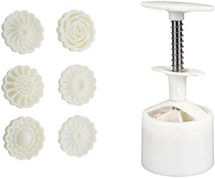 Moon Cake Mold With 6 Stamps - Mid Autumn Festival DIY Decoration Cookie Press