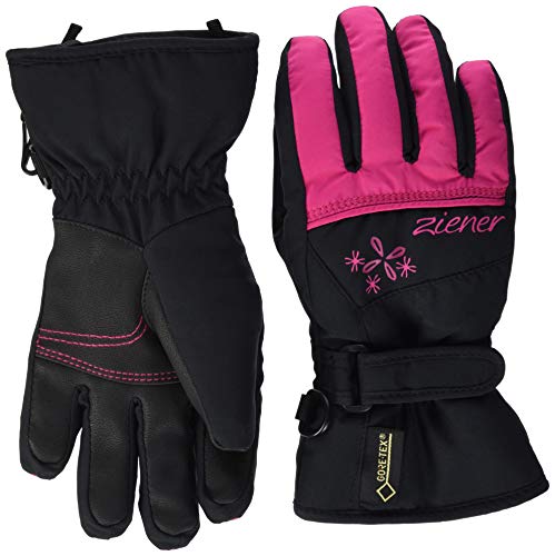 Ziener LABER GTX(R) Guante de Esquí, Unisex niños, Black/Pop Pink, 7