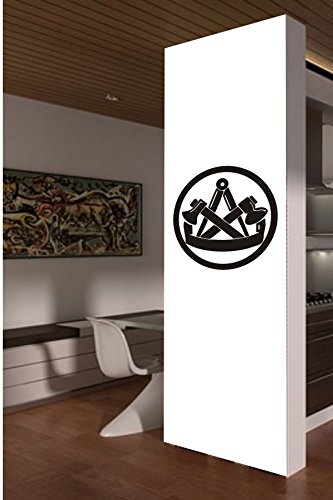 Zimmermann, Innungszeichen, Wandtattoo, Wandaufkleber, Handwerk, Beruf, Innung, 450 mm x 450 mm, Zimmerer, Holzbau (M070 Schwarz)