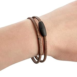 Cork Bracelet Woman I Vegan Jewellery I Women's Cork Bracelet I Wrap Bracelet with high-quality Magnetic Catch - L 37,5 cm - Ø 3mm - brown / metal-free lock frosted black
