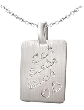 CLEVER SCHMUCK-SET Silberner Anhänger rechteckige Form abgrundet matt 