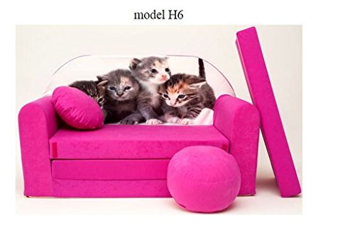 Sofa Children Sofa Cushion and Puff Mini Sofa transformabile in Cot Bed.