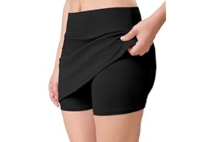 TRENDMALLS Skirt with Shorts for Women's Girl's Solid High Waist Flared Skater Short Mini Skirt for women