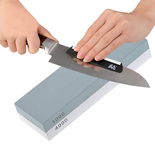 IDEALEBEN Wetzstein Schleifstein mit zweiseitige Körnung 1000/4000 mit Anti-Rutsch Silikon Halterung - 5