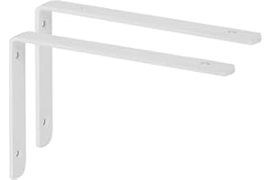 Escuadras para Estanterias, SAYAYO Escuadras Metalicas Blanco Soporte Estanteria Pared, 2 Piezas Acero Inoxidable Soporte de Esquina 90 Grados 200x140x25, EJ5208W-2P