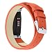 Produktbild Armband für Fitbit Inspire/Inspire HR,Leder Doppelkreis Replacement Wrist Strap Uhrenarmband mit Edelstahl Metall Schließe für Fitbit Inspire & Inspire HR (Orange)