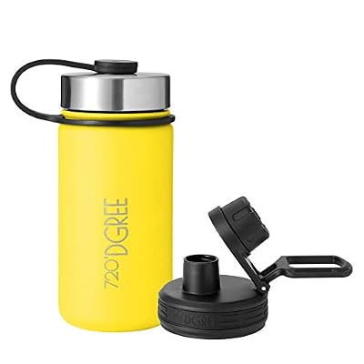 720°DGREE Bouteille Isotherme noLimit – 410ml, Jaune | Gourde en Acier Inoxydable d'eau, thé, café, jus, Boisson Chaud ou Froid | Premium de Isolée sous Vide + Gratis Sport Couvercle