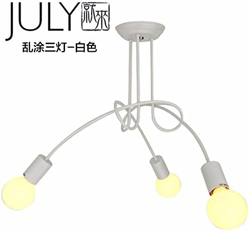 Jubaopen Iron Retro Chandelier Bar Counter Bedroom Bedroom Living Room Café, White 3
