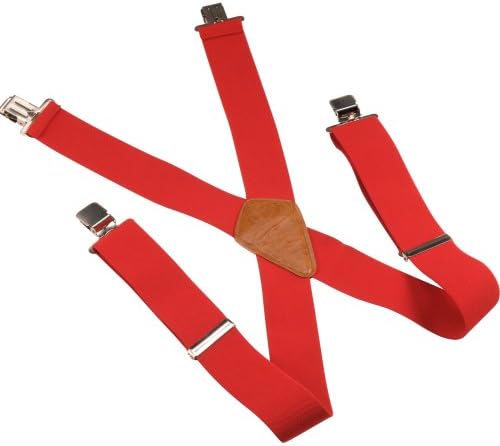 2" 50mm WIDE NYLON MEN ELASTIC BRACE BRACES PLAIN BOLD RED ADJUSTABLE SUSPENDERS HEAVY DUTY BIKER FANCY LOOK