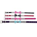 Eizur-Pet-cane-Gatto-regolabile-collare-bowknot-PU-Cuoio-Collana-Cucciolo-Sicurezza-Strass-Bling-Bow-Tie-Taglia-S-M-L-Nero-Rosso-Blu-Rose