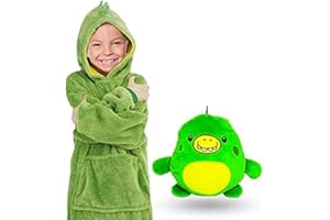CASKIE Kids Pets Hoodie Blanket Sweatshirt for Girls Boys, Plush Animals Turn into Oversized Hooded Sweatshirt with Giant Pocket, Pullover Jumper Bathrobe Pajama Pillow One Size Fits All
