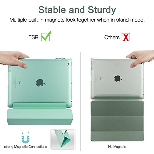 iPad 2 / 3/ 4 Hülle, ESR® Yippee Series Auto Aufwachen/Schlaf Funktion Wickelfalz PU Ledertasche mit Durchschaubar Rückseite Schutzhülle für iPad 2 3 4 (Grün) - 5
