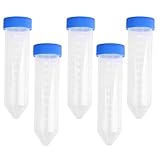  5pcs Plastico 50ml Graduo Prueba De Laboratorio Tubo De Centrifuga Cilindro W / Tapas
