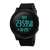 VENMO Mode Männer LED Wasserdicht Digital Quarz Military Luxus Sport Datum Uhren Herzfrequenz-Monitor Slim Wasserdicht Pulsuhren Fitness Uhr Aktivitäts Tracker Tragbares Smart Armband (Schwarz)