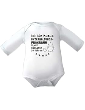 Babybody mit Druck ICH BIN MAMA`S UNTERHALTUNGSPROGRAMM.../ Langarm Babybody Mädchen Motiv Jungen