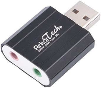 External Sound Card USB Stereo Audio Adapter Convector for Headphone Headset Speaker Computer to 3.5mm Micro Jack Windows Mac Laptop PC Aluminum Black Color