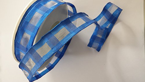 Preisvergleich Produktbild Acetatband in blau / weiss mit Draht 25mm x 25m. Deko - Band