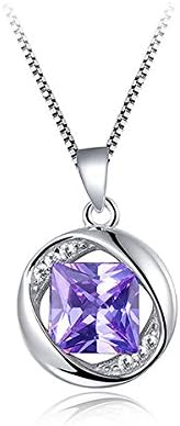 Glamorousky 925 Sterling Silver June Birthday Stone Pendant with Purple Cubic Zircon and Necklace (24310)
