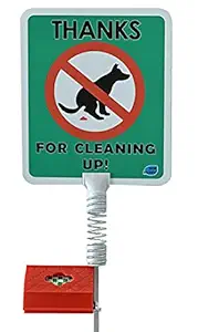 DISH NANNY No Poop Dog Signs Poop Bag Dispenser | Stop Dogs from Pooping On Your Lawn | Sign Reads: Thanks for Cleaning Up | Protect Property | No Poo | No Pooper Scooper | (Thanks for Cleaning Up)