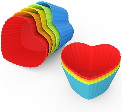 Set of 25 anbina® muffin liners reusable heart silicone muffin tins in a 25-muffin 5-colour pack