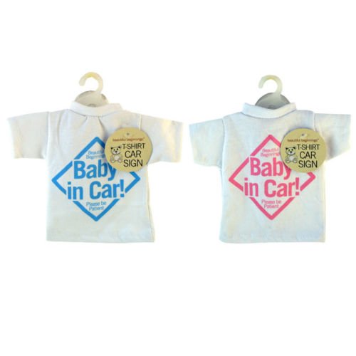 NEW T-SHIRT STYLE BABY ON BOARD CAR SIGN CHILDREN KIDS TODDLERS WINDOW EASY FOLD (Blue)
