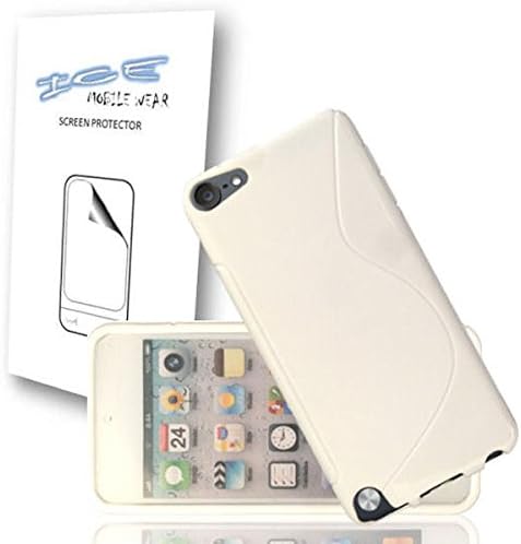 WHITE S LINE STYLE GEL CASE FOR IPOD TOUCH 5 + ICE MOBILE WEAR SCREEN PROTECTOR 4 PACK