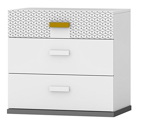 Geo Chest of Drawers with UV Printed, 71 x 67 x 45 cm, White