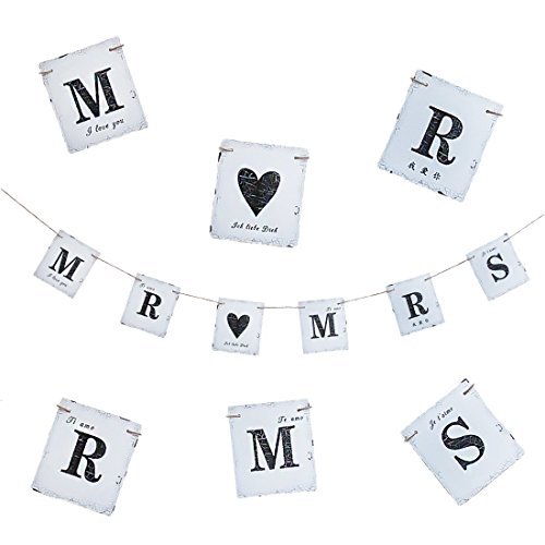 Oblique-Unique® Mr & Mrs Hochzeit Girlande Banner Ich Liebe Dich I love you Dekoration - Vintage Look