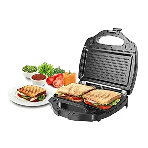 Russell Hobbs RST750M2S 750 Watt Non-Stick 2 in 1 Sandwich Maker (Sandwich Toast/Grill) Toaster with Detachable Multi-Plate and 2 Year Manufacturer Warranty, Black, Small