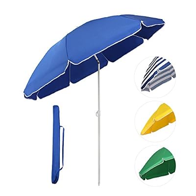 Sekey® Parasol Ø 160 cm inclinable pour patio jardin balcon piscine plage bleu rond Sunscreen uv20+