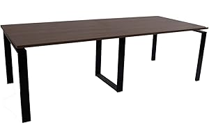 GENÉRICO OFILIKE. Mesa de Reuniones, Mesa de Conferencias. Estructura Metálica Abierta en Negro. 300x120 cm. Entrega 3-5 Días (Nogal)
