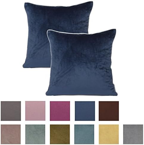 PLANDV® 2pcs Solid Color Thick Chenille With White Piping Decorative Cushion Cover ,Available in 11 Colors &amp; 9 Sizes(40x40cm,Royal Blue)